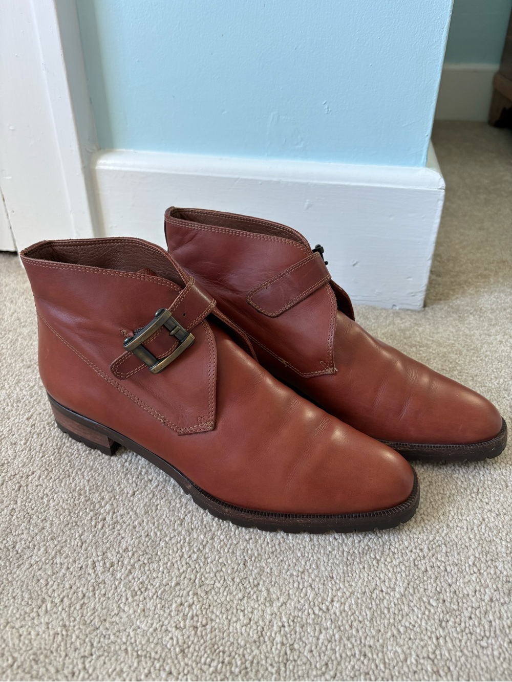 Vintage Parisian Signature Chukka George Boots Italian Leather Monk Strap